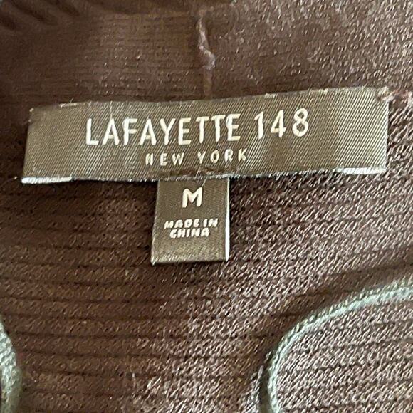 Lafayette 148 New York Size Medium Black White Stripe Long Knit Cardigan - Picture 4 of 6